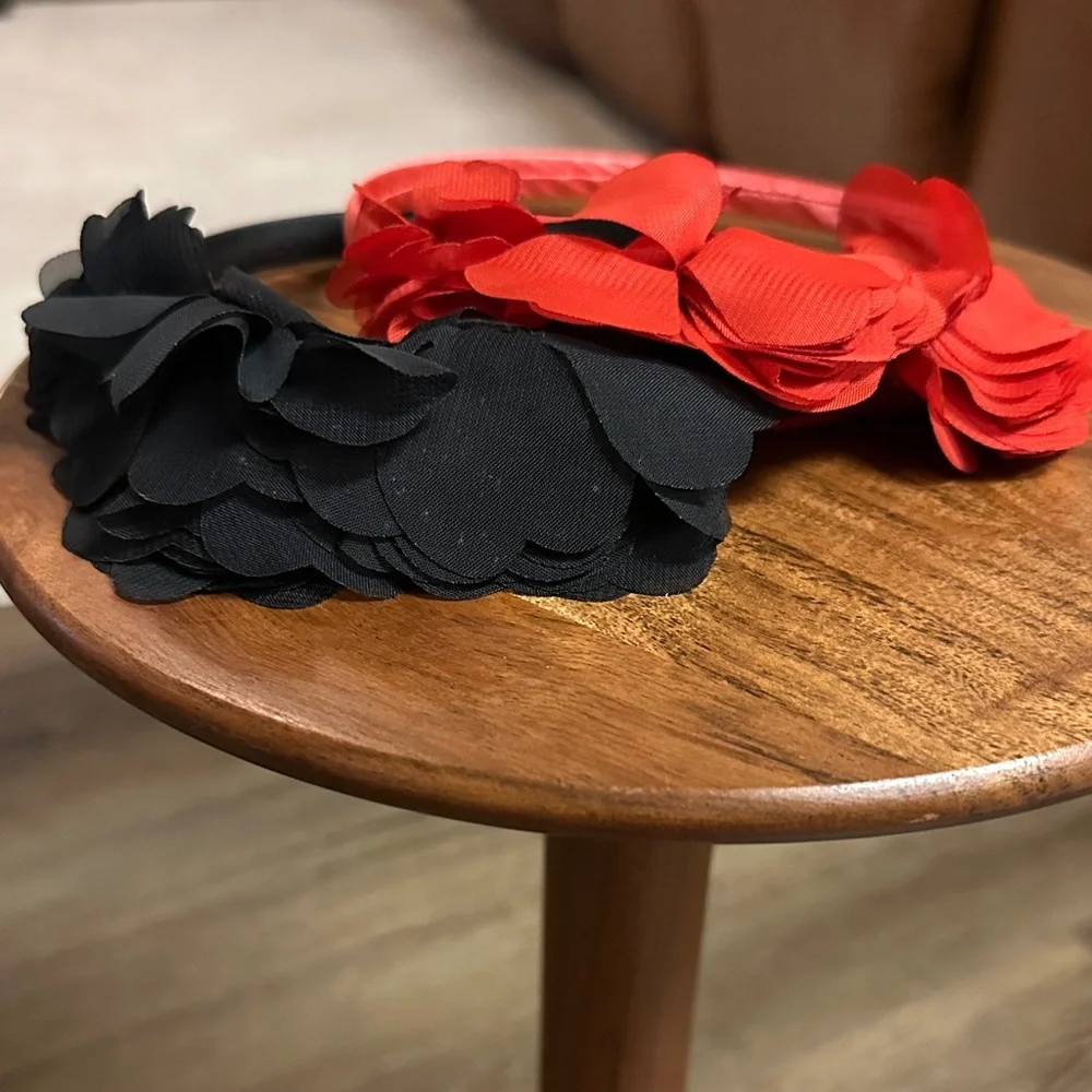 Floral Headband Set - Black and Red